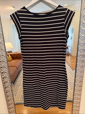 French Connection Navy & White Striped Mini Dress